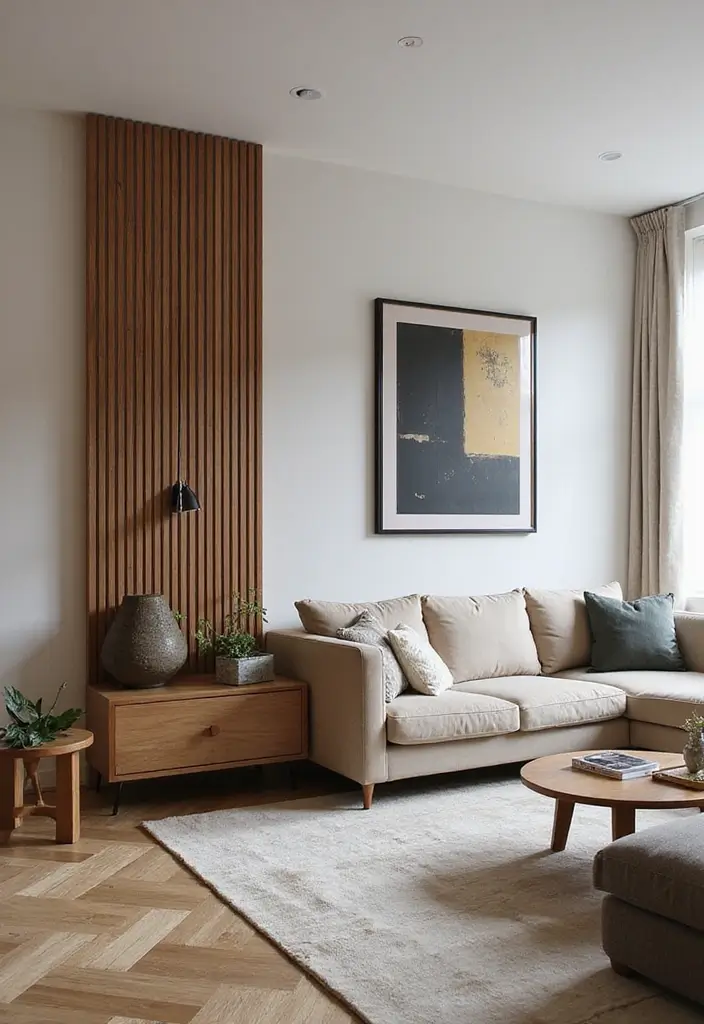 25 Living Room Condo Ideas That Make Small Spaces Feel Big - 13. Artistic Room Dividers