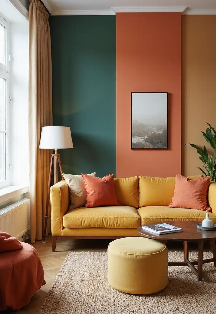 25 Living Room Condo Ideas That Make Small Spaces Feel Big - 16. Color Blocking