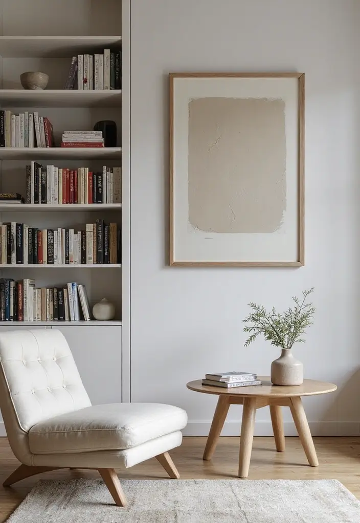 25 Living Room Condo Ideas That Make Small Spaces Feel Big - 22. Minimalist Bookshelves