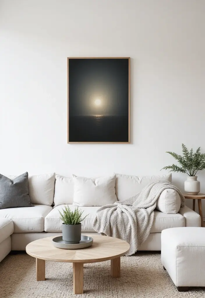 25 Living Room Condo Ideas That Make Small Spaces Feel Big - 8. Minimalist Art