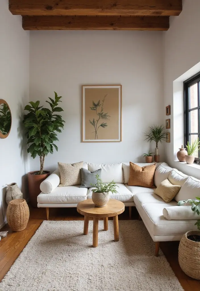 26 Small Eclectic Living Room Ideas That Feel Creative and Cozy - 18. Incorporate Natural Elements