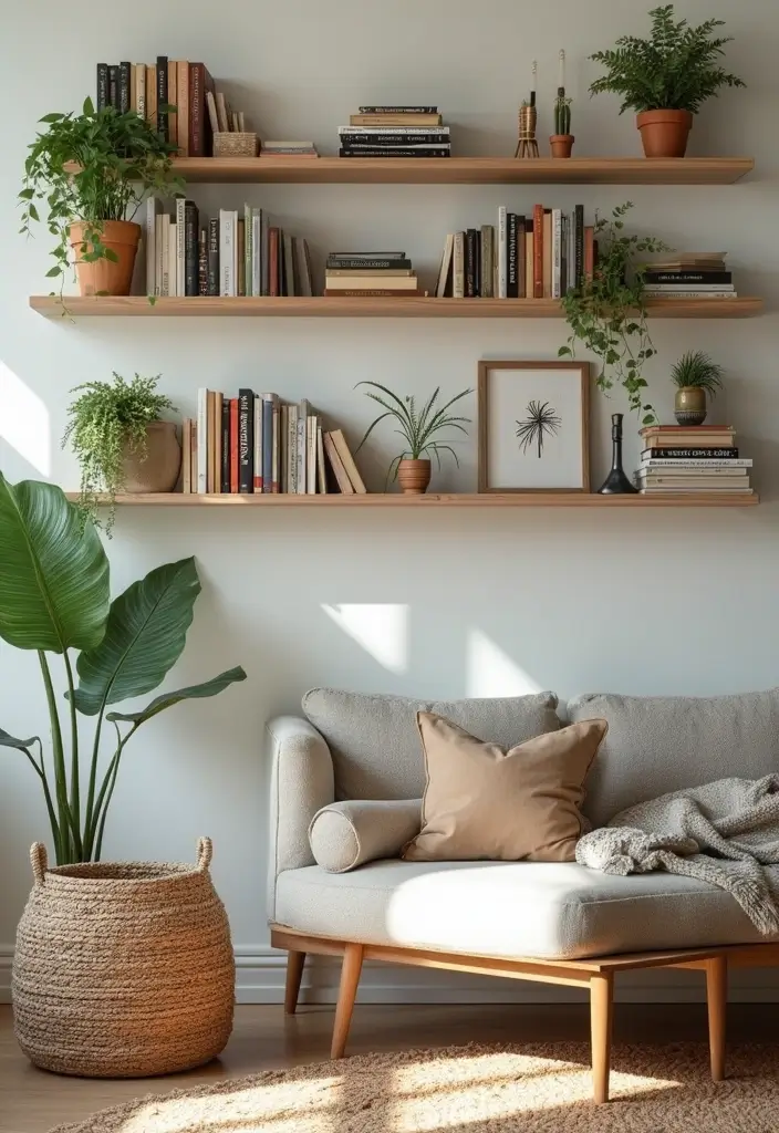 26 Small Eclectic Living Room Ideas That Feel Creative and Cozy - 21. Consider Open Shelving