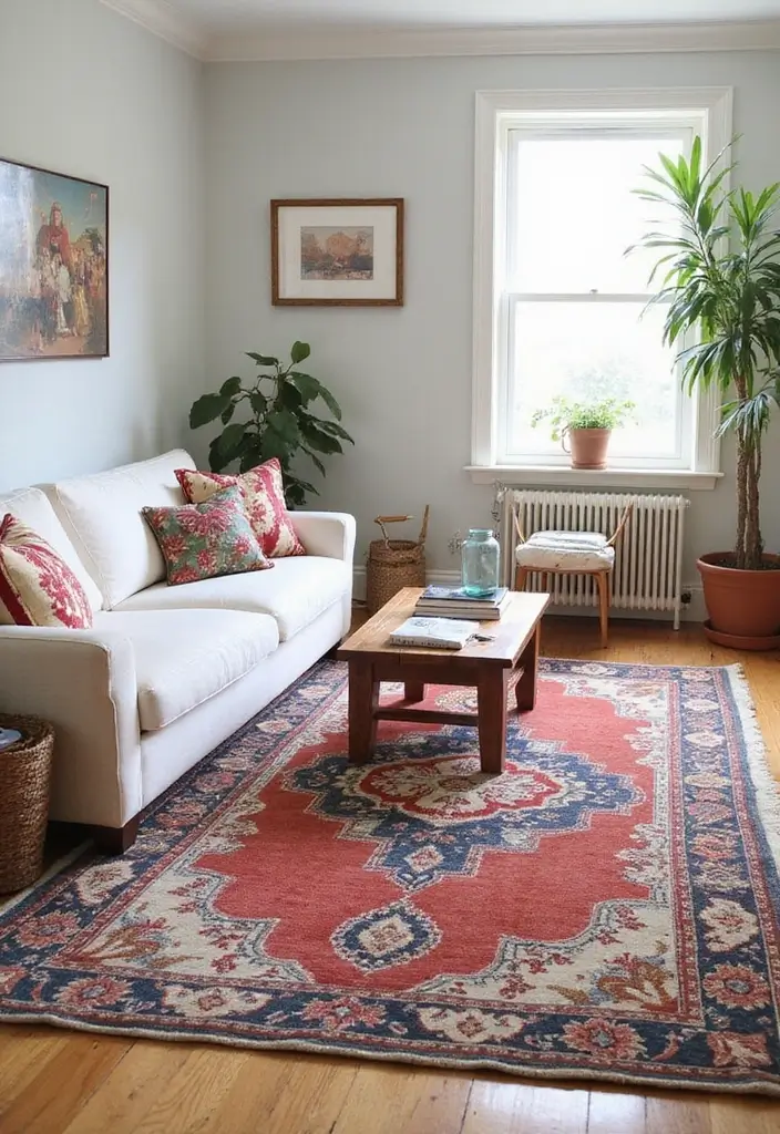 26 Small Eclectic Living Room Ideas That Feel Creative and Cozy - 22. Layer Rugs for Visual Interest