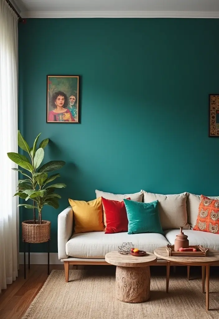 26 Small Eclectic Living Room Ideas That Feel Creative and Cozy - 5. Embrace Bold Colors