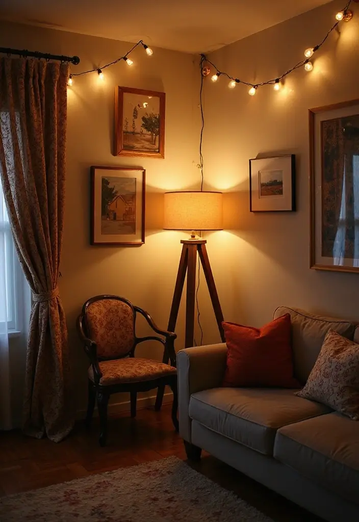 26 Small Eclectic Living Room Ideas That Feel Creative and Cozy - 7. Layer Your Lighting