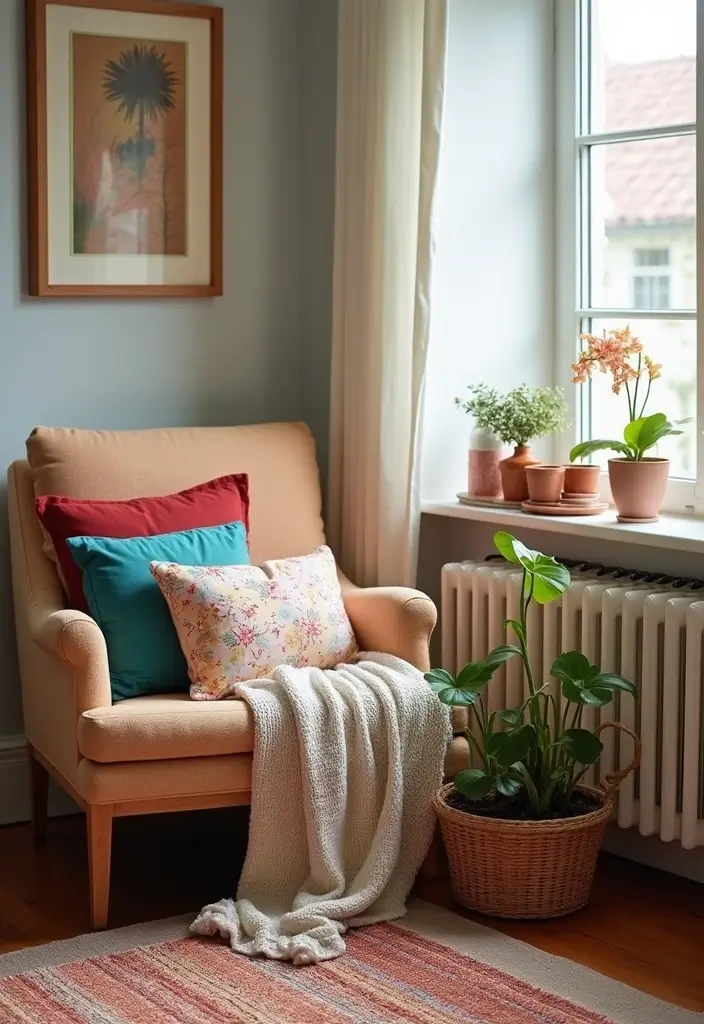 26 Small Eclectic Living Room Ideas That Feel Creative and Cozy - 9. Incorporate Textiles Wisely