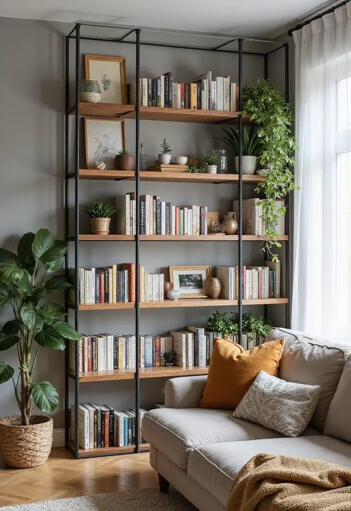 27 Artsy Living Room Decor Ideas That Feel Creative and Personal - 11. Creative Bookshelf Styling