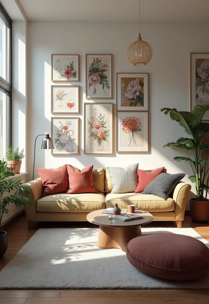 27 Artsy Living Room Decor Ideas That Feel Creative and Personal - 17. Personal Art Projects Display