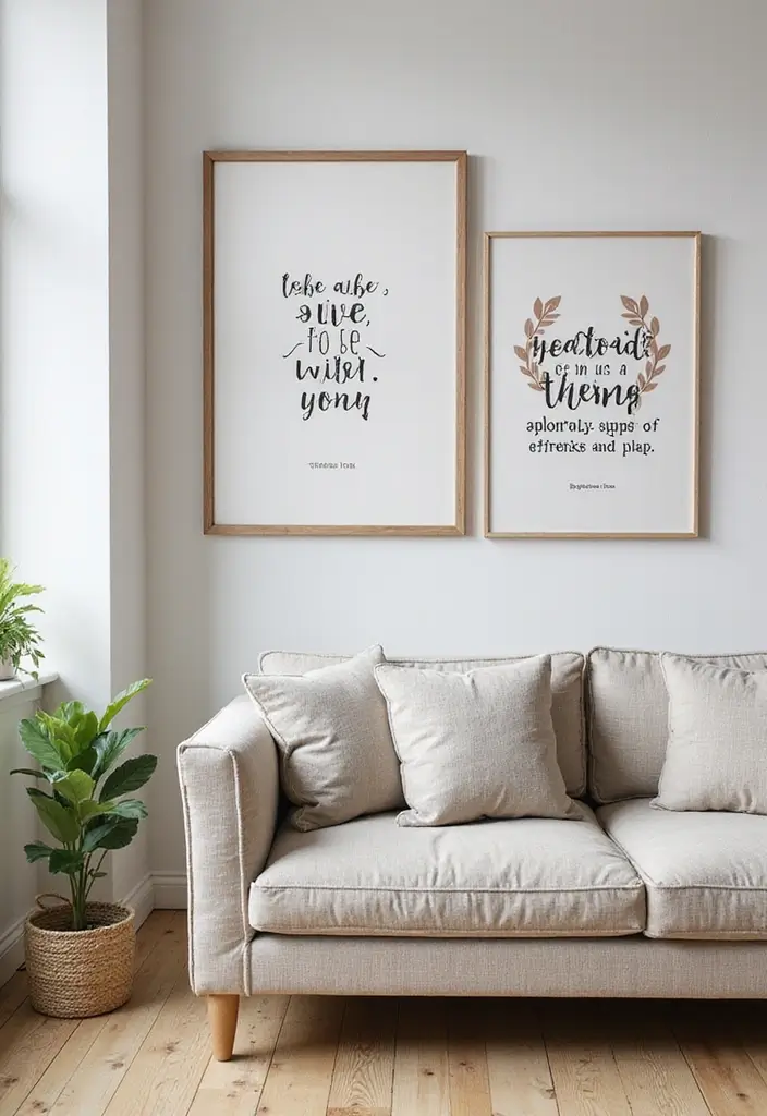 27 Artsy Living Room Decor Ideas That Feel Creative and Personal - 23. Personalized Wall Quotes