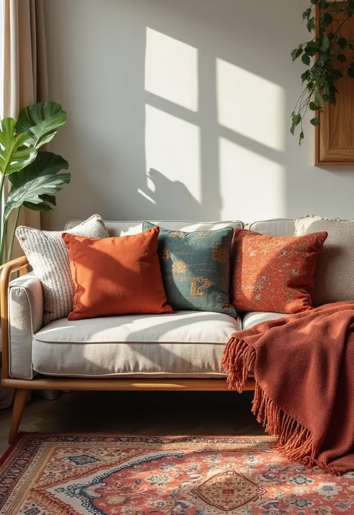 27 Artsy Living Room Decor Ideas That Feel Creative and Personal - 5. Layered Textiles