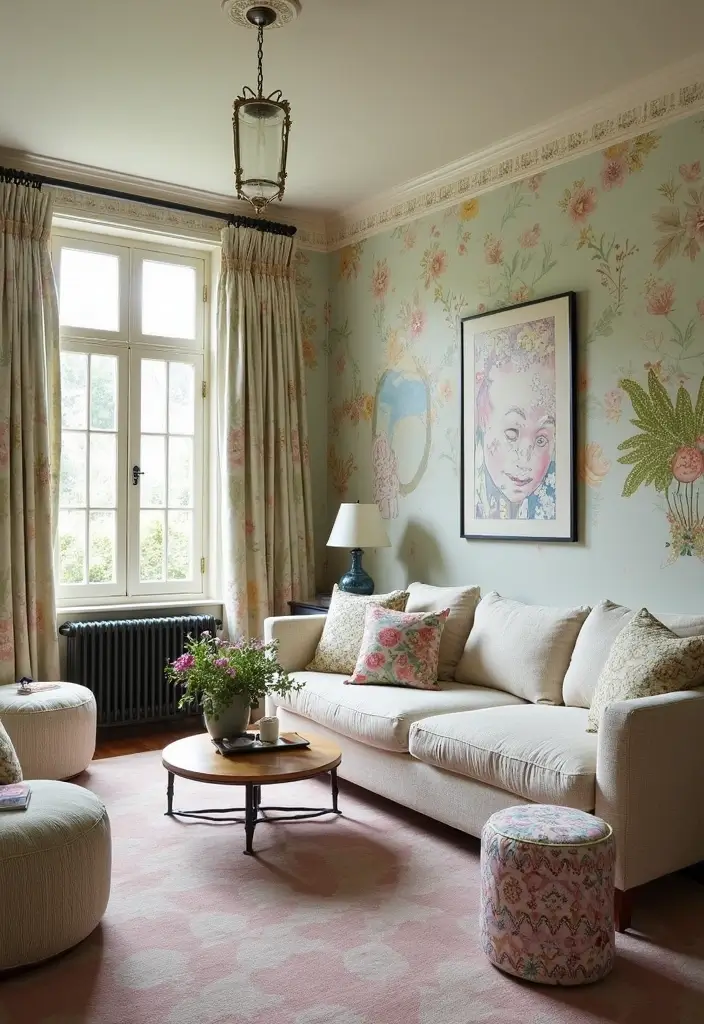 27 Bloxburg Cottage Living Room Ideas That Feel Cozy and Adorable - 14. Playful Wall Treatments