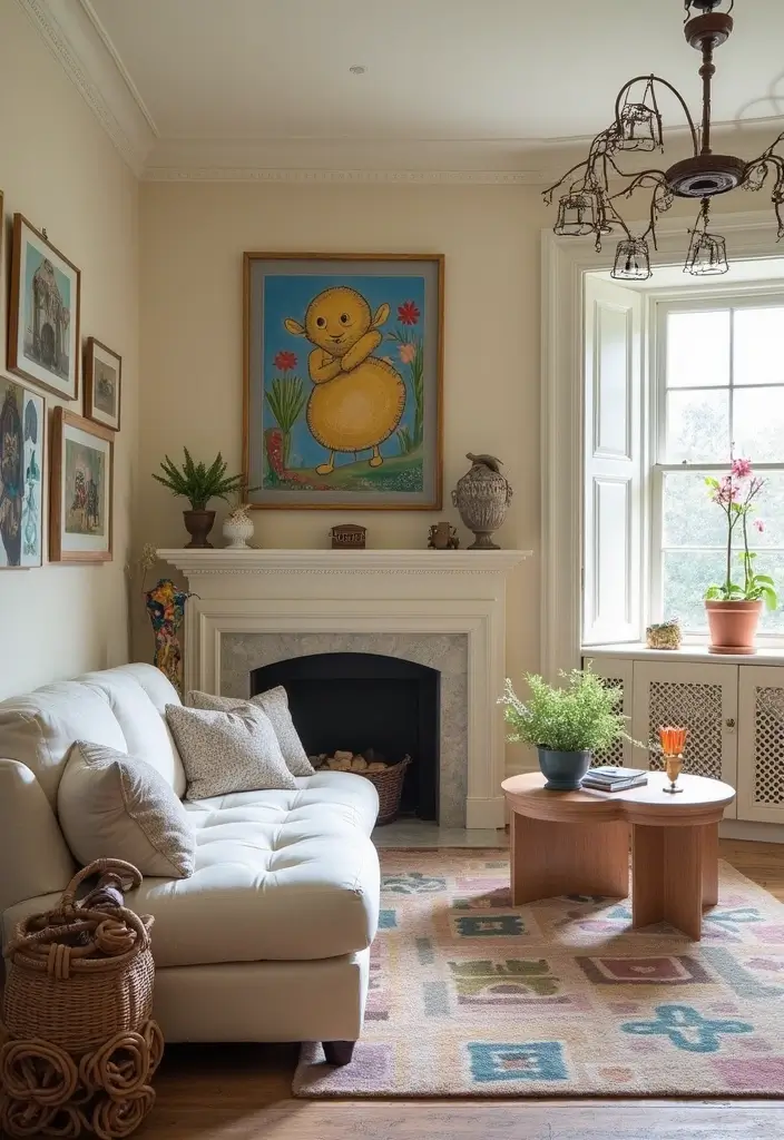 27 Bloxburg Cottage Living Room Ideas That Feel Cozy and Adorable - 15. Whimsical Art Pieces