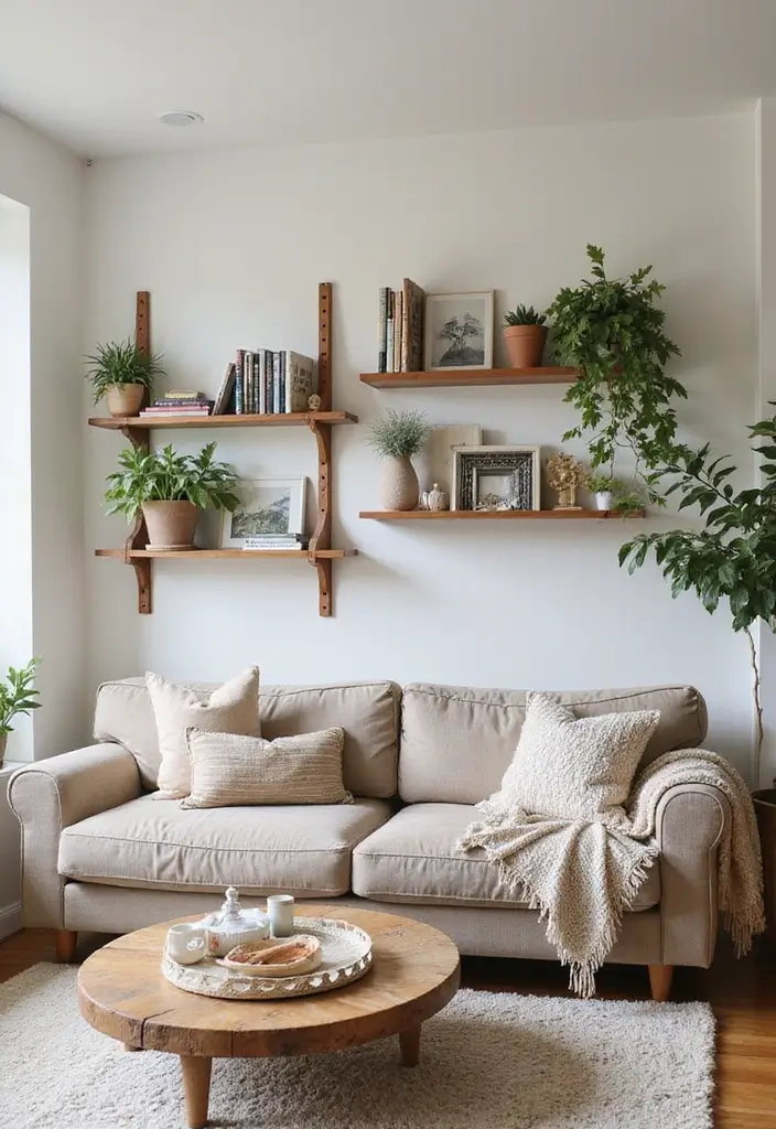 27 Bloxburg Cottage Living Room Ideas That Feel Cozy and Adorable - 24. Creative Shelving Solutions
