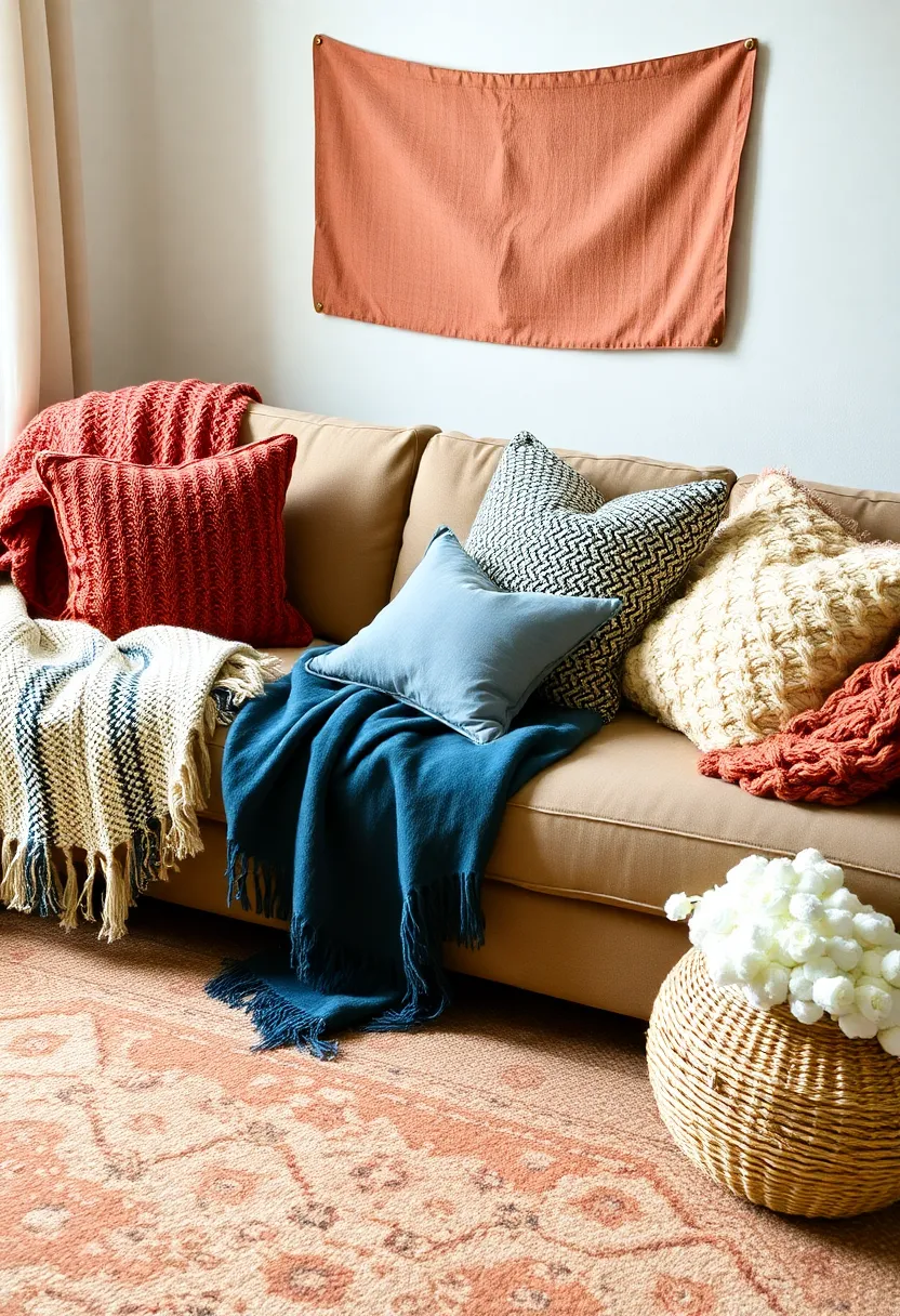 27 Cozy Living Room Ideas That Make Any Space Feel Inviting - 13. Warm Throws and Pillows