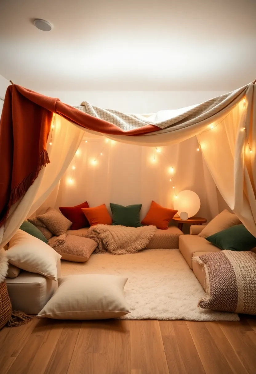27 Cozy Living Room Ideas That Make Any Space Feel Inviting - 27. Cozy Up with a Blanket Fort