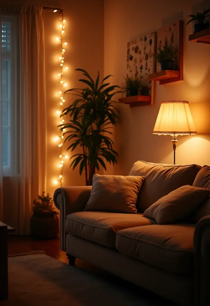 27 Cozy Living Room Ideas That Make Any Space Feel Inviting - 3. Soft Lighting Options