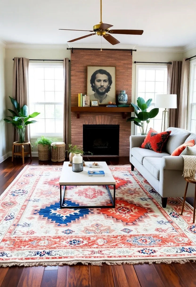27 Cozy Living Room Ideas That Make Any Space Feel Inviting - 9. Statement Rugs