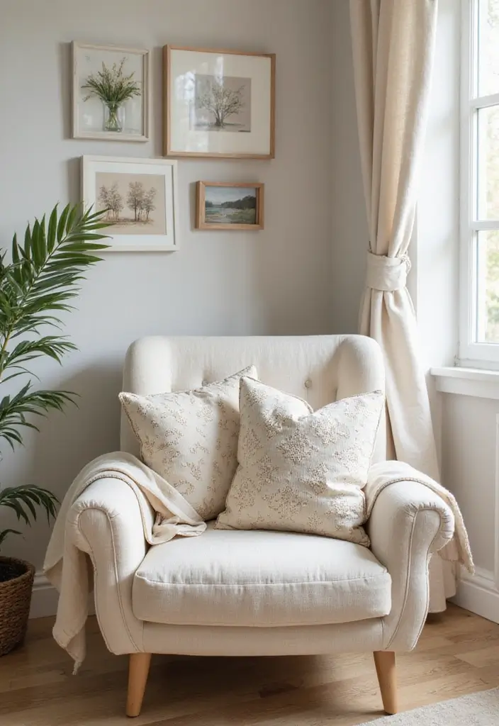 27 Cream Living Room Decor Ideas That Feel Warm and Elegant - 25. Cream Pillows with Inspirational Quotes