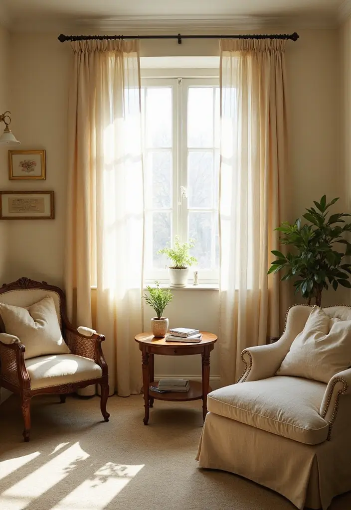 27 Cream Living Room Decor Ideas That Feel Warm and Elegant - 3. Cream Curtains for Soft Natural Light