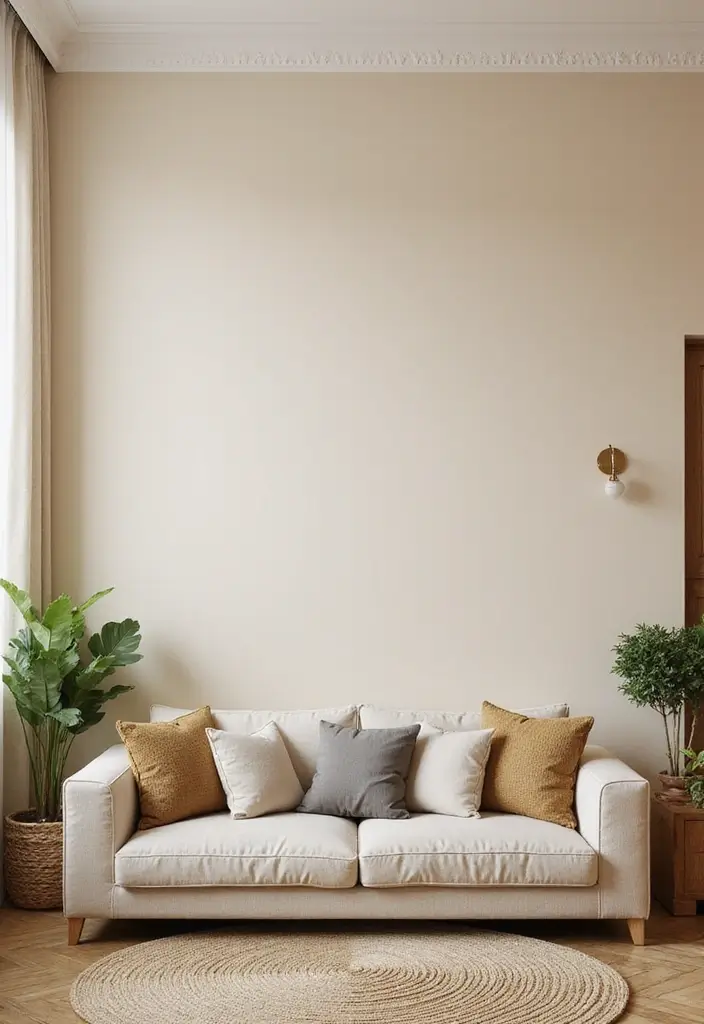 27 Cream Living Room Decor Ideas That Feel Warm and Elegant - 5. Cream Accent Walls for Depth