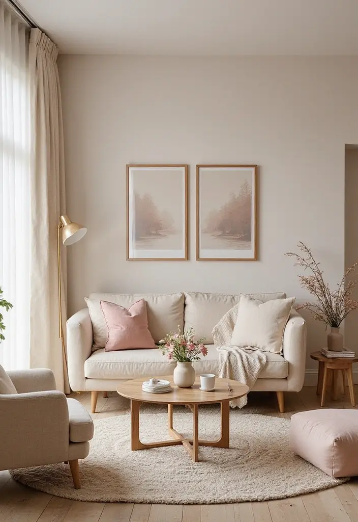 27 Cream Living Room Decor Ideas That Feel Warm and Elegant - 8. Cream Blush Color Combinations