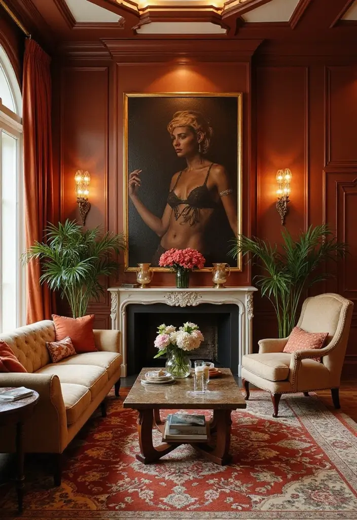 27 Fantasy Living Room Ideas That Feel Dreamlike and Unique - 15. Art Deco Enchantment