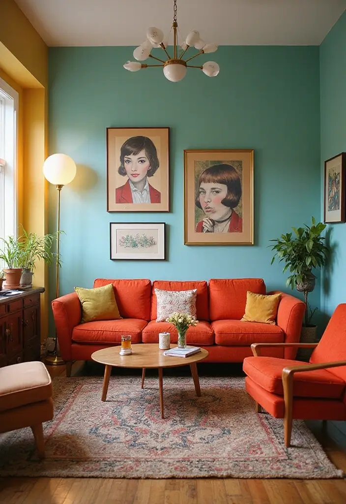 27 Fantasy Living Room Ideas That Feel Dreamlike and Unique - 25. Retro Fable Vibes