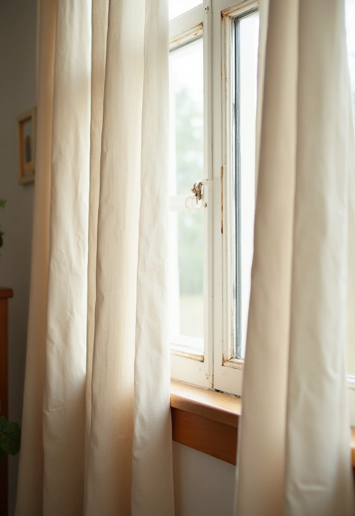 27 Farmhouse Window Treatments Living Room That Feel Rustic and Chic - 1. Soft Linen Curtains