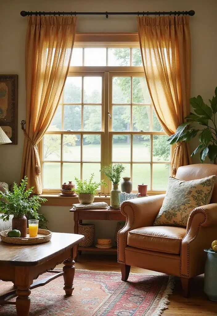 27 Farmhouse Window Treatments Living Room That Feel Rustic and Chic - 27. Seasonal Window Treatments