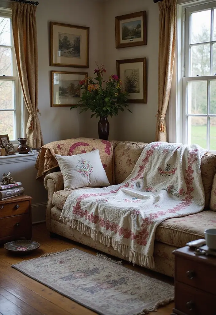 27 Girly Living Room Ideas Apartments That Look Cute and Modern - 20. Vintage Textiles