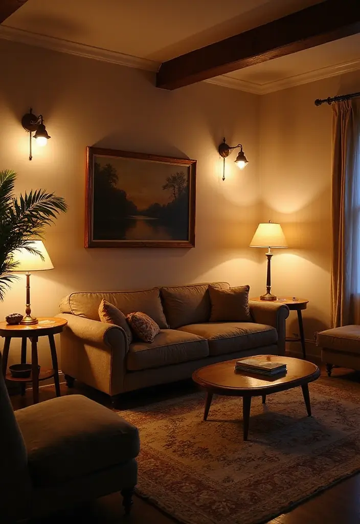 27 Girly Living Room Ideas Apartments That Look Cute and Modern - 22. Layered Lighting