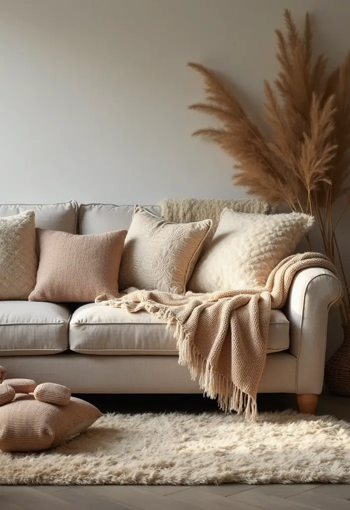 27 Girly Living Room Ideas Apartments That Look Cute and Modern - 4. Cozy Textiles
