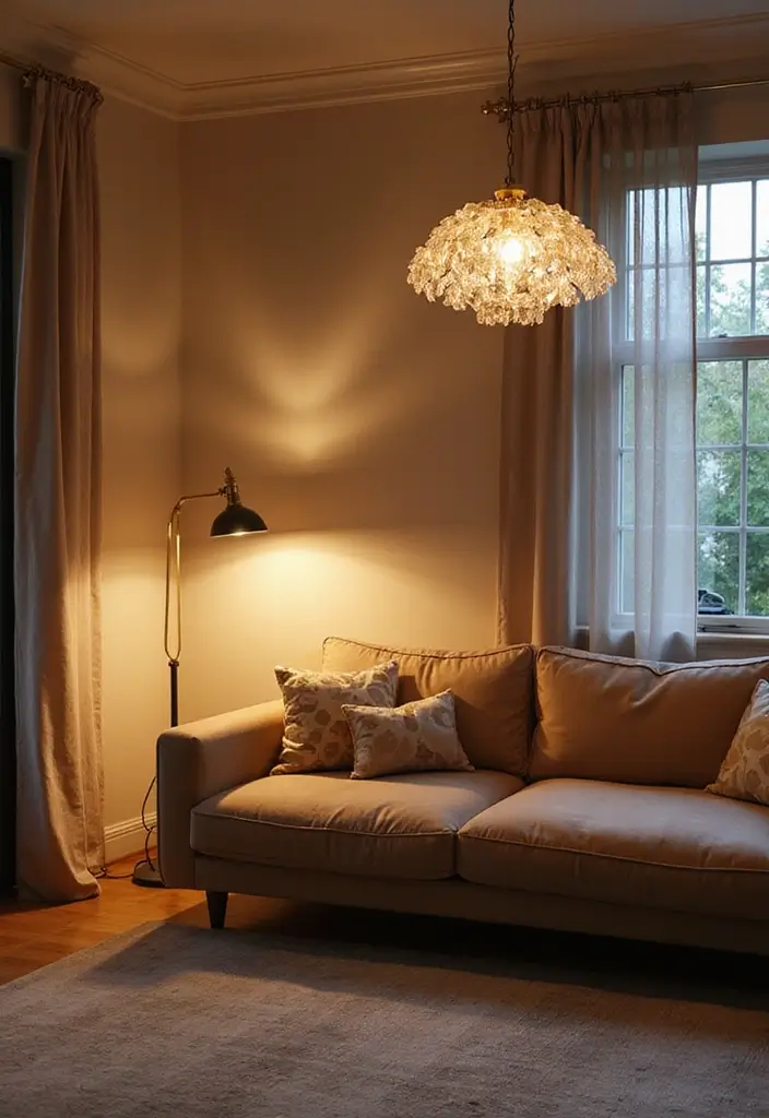 27 Girly Living Room Ideas Apartments That Look Cute and Modern - 6. Chic Lighting Solutions