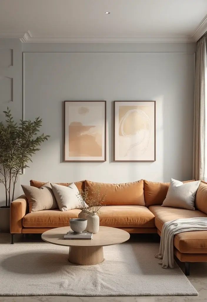 27 Gray and Tan Living Room Ideas That Feel Balanced and Neutral - 4. Pale Gray and Warm Tan Contrast