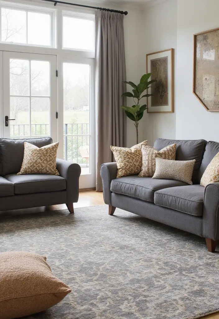 27 Gray and Tan Living Room Ideas That Feel Balanced and Neutral - 5. Earthy Tones with Gray and Tan Patterns