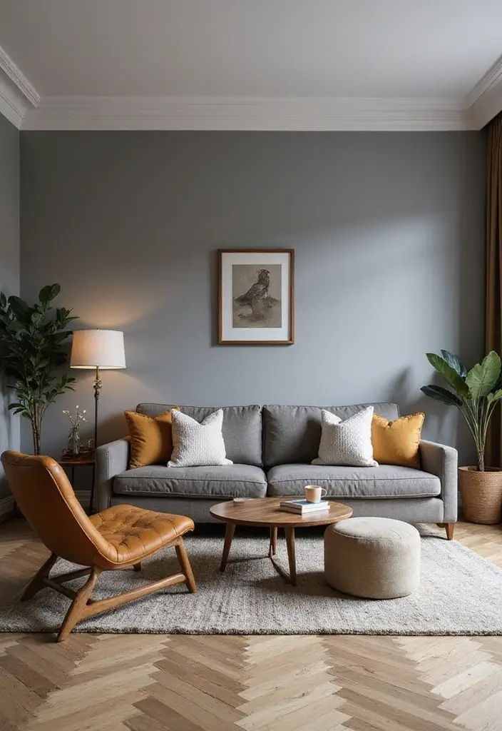 27 Gray and Wood Living Room Ideas That Feel Natural and Sleek - 11. Hot Gray and Cool Wood Combinations