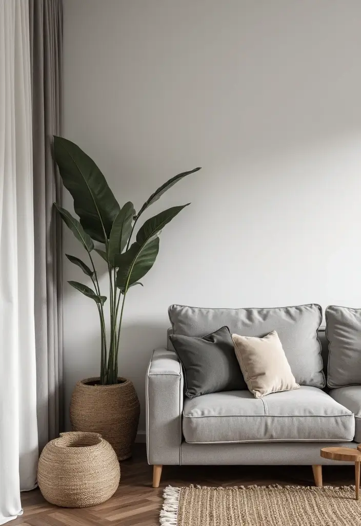 27 Gray and Wood Living Room Ideas That Feel Natural and Sleek - 21. Gray and Wood Decorative Accessories