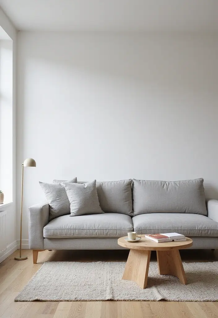 27 Gray and Wood Living Room Ideas That Feel Natural and Sleek - 3. Minimalist Gray and Wood Furniture