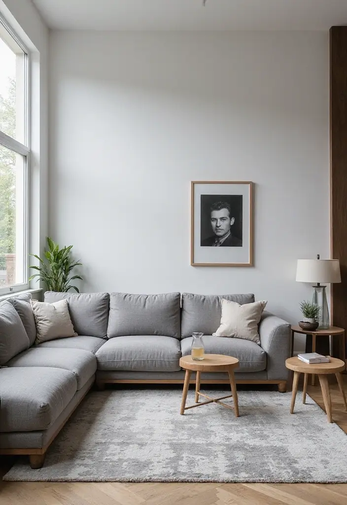 27 Gray and Wood Living Room Ideas That Feel Natural and Sleek - 6. Gray Rugs to Ground the Space