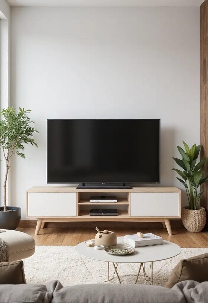 27 Large TV Stand Ideas for Living Room That Look Stylish and Functional - 21. Pamper Your TV with Surrounding Décor