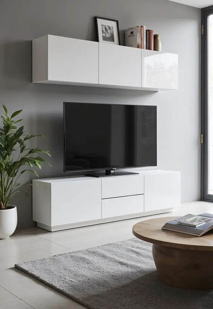 27 Living Room TV Cabinet Designs That Are Functional and Stylish - 14. High Gloss Cabinets