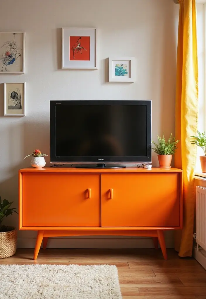 27 Living Room TV Cabinet Designs That Are Functional and Stylish - 19. Retro Style