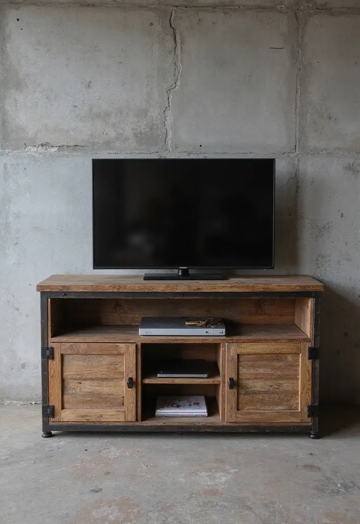 27 Living Room TV Cabinet Designs That Are Functional and Stylish - 2. Industrial Chic