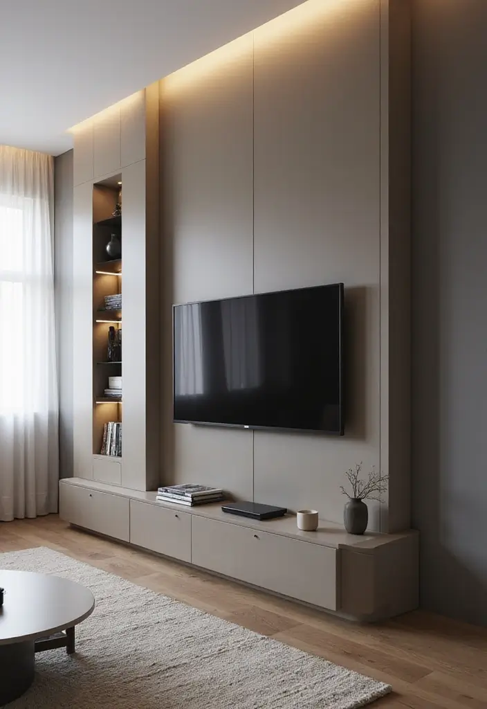 27 Living Room TV Cabinet Designs That Are Functional and Stylish - 25. Minimalist Wall Panels