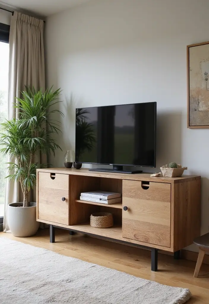 27 Living Room TV Cabinet Designs That Are Functional and Stylish - 26. Sustainable Materials
