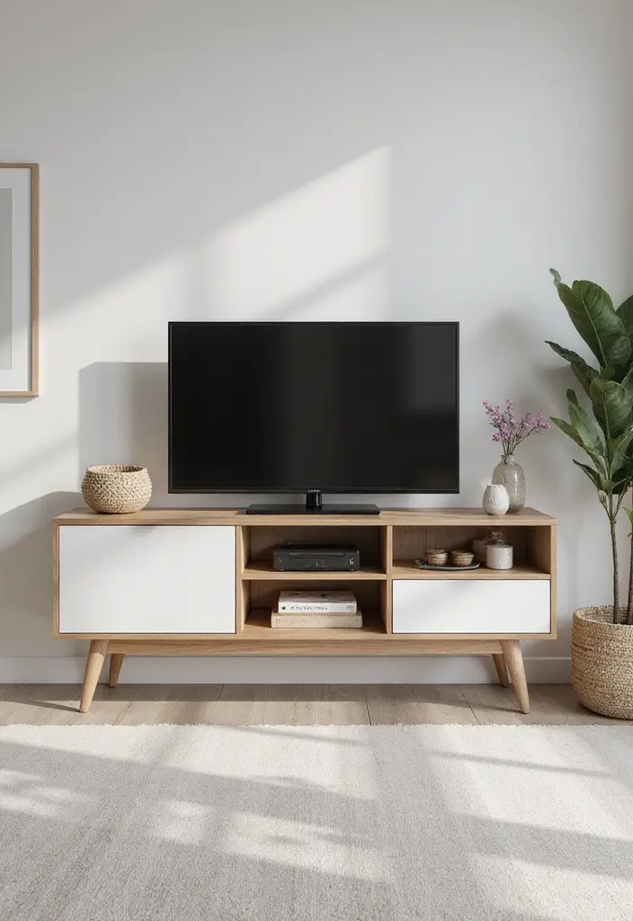 27 Living Room TV Cabinet Designs That Are Functional and Stylish - 5. Minimalist Open Shelves