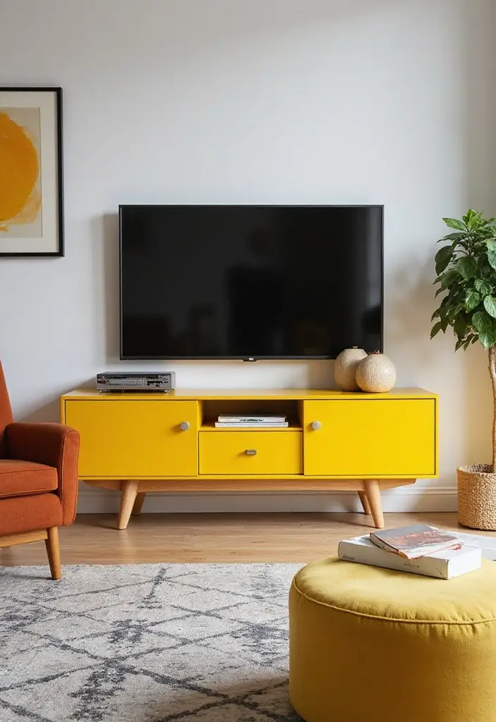 27 Living Room TV Cabinet Designs That Are Functional and Stylish - 8. Colorful Cabinets