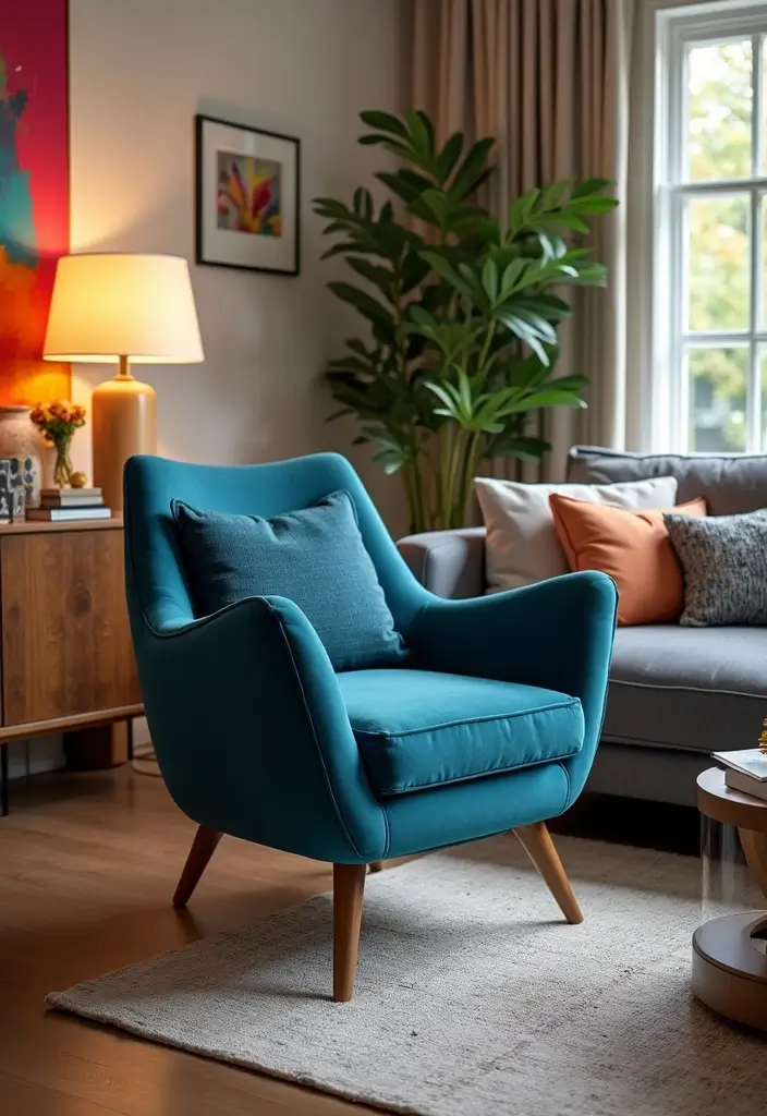 27 Living Rooms With Accent Chairs That Make a Statement - 1. Bold Color Pops