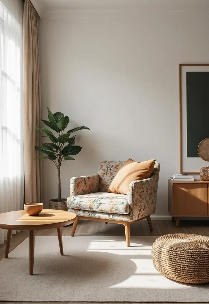 27 Living Rooms With Accent Chairs That Make a Statement - 11. Artistic Upholstery