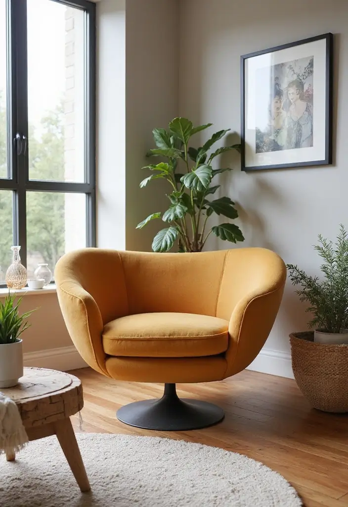 27 Living Rooms With Accent Chairs That Make a Statement - 20. Out-of-the-Box Shapes